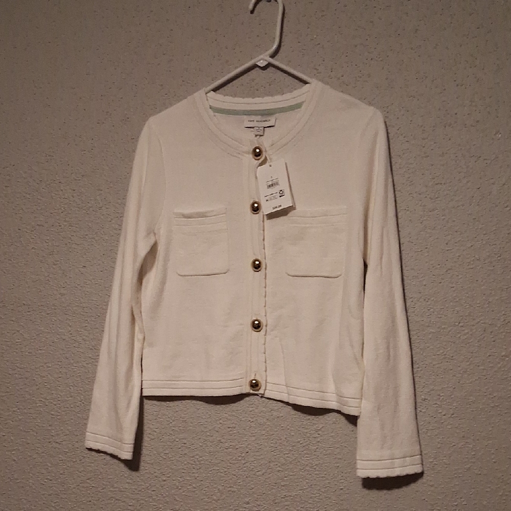 Cream Cardigan with Gold Buttons
